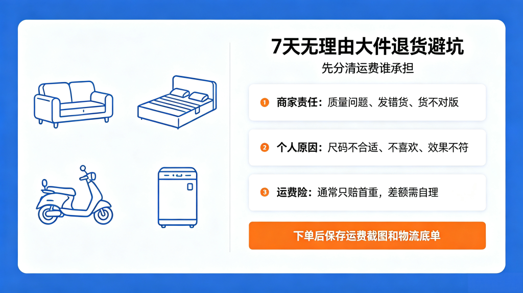 7 天无理由大件退货避坑｜沙发床垫电动车退货，上门取件少走弯路