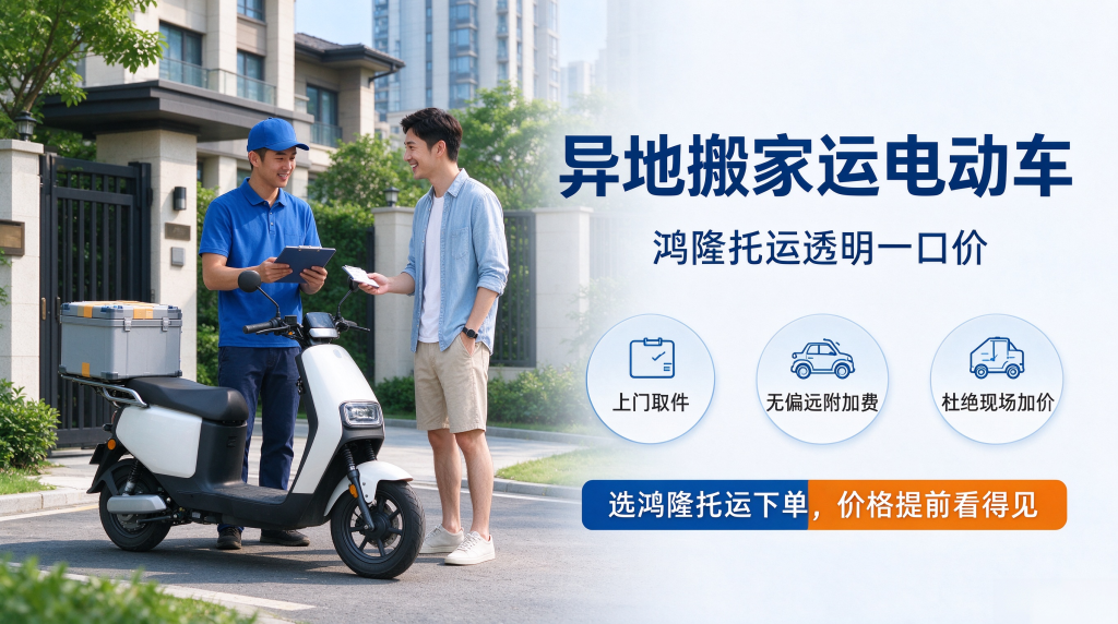 异地搬家运电动车，鸿隆托运透明一口价无隐形加价